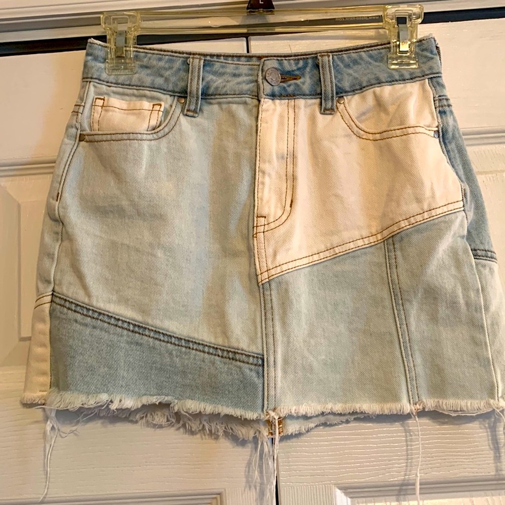 Pac Sun, patchwork Jean skirt, size 23, EUC